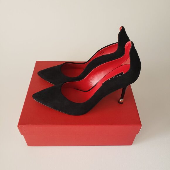 Charles Jourdan Size 8M Black Suede Heels With Box - Picture 1 of 14
